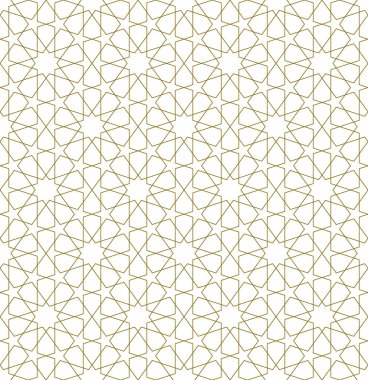 Geleneksel İslami sanata dayalı kusursuz geometrik süsleme. Kahverengi çizgiler. Kumaş, tekstil, kapak, ambalaj kağıdı, arka plan için harika tasarım..