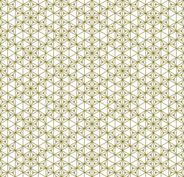 Japanese Seamless Kumiko Pattern Golden Silhouette Average Thickness Lines — Stock Vector