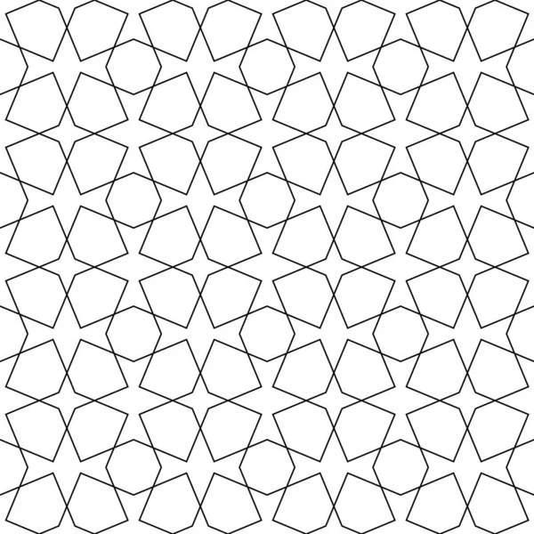 Geleneksel İslami sanat eserine dayanan kusursuz geometrik süsleme. Siyah beyaz çizgiler. Kumaş, tekstil, kapak, ambalaj kağıdı, arka plan, lazer kesme için harika tasarım..