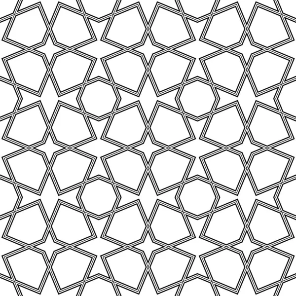 Naadloze Geometrische Ornament Basis Van Traditionele Islamitische Kunst Zwarte Lijnen — Stockvector