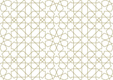 Geleneksel İslam sanatına dayalı kusursuz geometrik süsleme. Kahverengi renk çizgileri. Kumaş, tekstil, kapak, ambalaj kağıdı, arka plan kalınlığı çizgileri için harika tasarım..