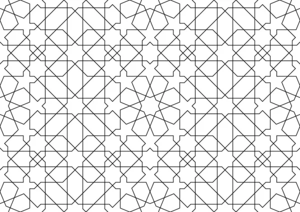 Бесшовный Геометрический Орнамент Основанный Традиционном Исламском Искусстве Средняя Толщина Черных — стоковый вектор