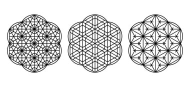 Japon dekoratif sanatı Kumiko Zaiku 'ya dayanan üç tasarım öğesi. Lazer kesim ve baskı için. .