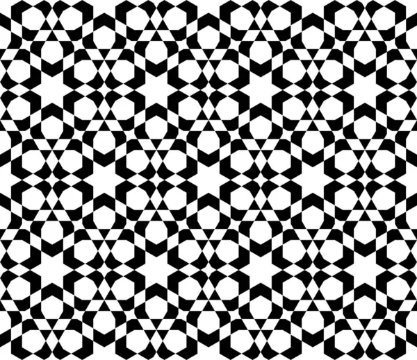 Seamless Geometric Ornament Based Traditional Islamic Art Thick Black Lines — стоковый вектор