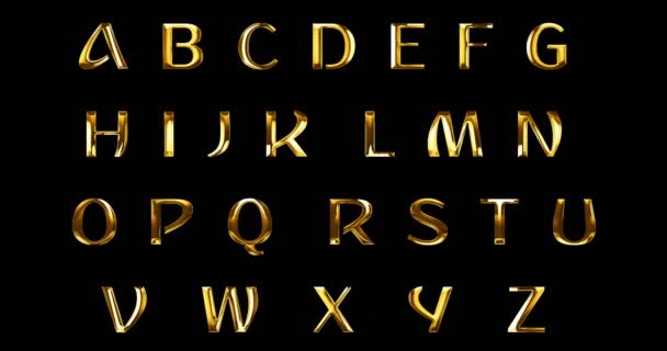 Vintage Yellow Gold Metallic Alphabet Letters Word Text Series Symbol — Stock Video