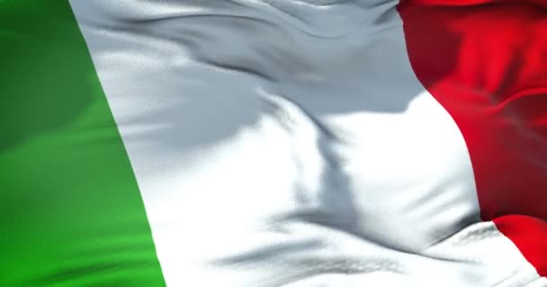 挥舞着意大利国旗的布料纹理 意大利民族爱国旗帜概念民主联盟 — 图库视频影像