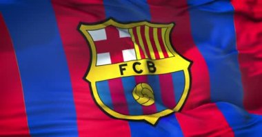 Roma, İtalya, 10 Nisan 2018, şampiyon Ligi sallıyor kumaş doku bayrak Fc Barcelona futbol kulübü, gerçek doku bayrak, editoryal kullanım onlyv