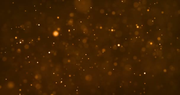 Christmas Digital Glitter Sparks Golden Particles Bokeh Flowing Movement Gold — Stock Video