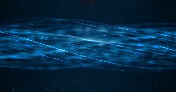 Abstrato Azul Crescente Brilhante Bando Fibras Ópticas Fundo Sinal Luz — Vídeo de Stock