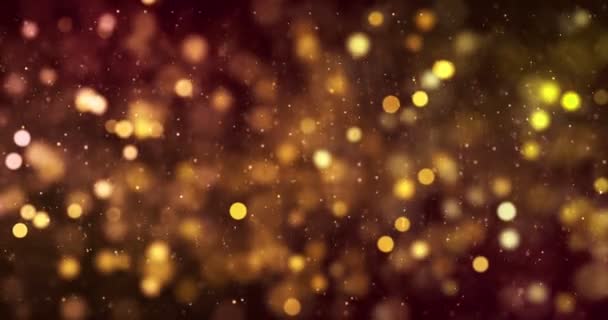 Christmas Digital Glitter Gnistor Gyllene Partiklar Bokeh Flyter Guld Bakgrund — Stockvideo