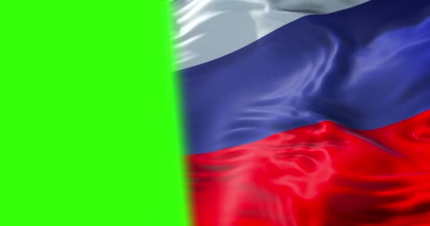Flagga Ryssland Vajade Vinden Ryssland Flagg Med Chroma Key Grön — Stockvideo