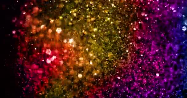 Kerstmis Multikleur Verloop Sparkle Glitter Explosie Stof Deeltjes Achtergrond Met — Stockvideo