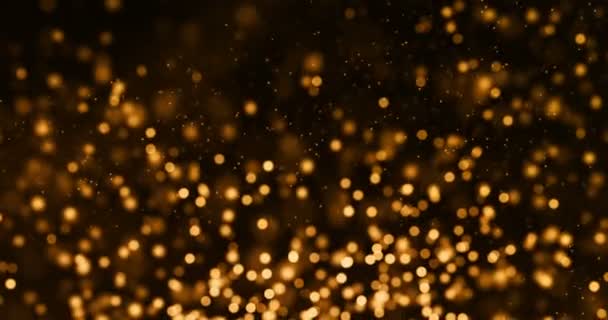 Weihnachten Goldgradient Funkeln Glitzernde Staubpartikel Von Oben Auf Schwarzem Hintergrund — Stockvideo