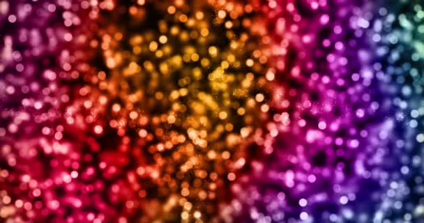 Kerst Digitale Glitter Vonken Multi Kleur Deeltjes Bokeh Stroomt Kleurrijke — Stockvideo