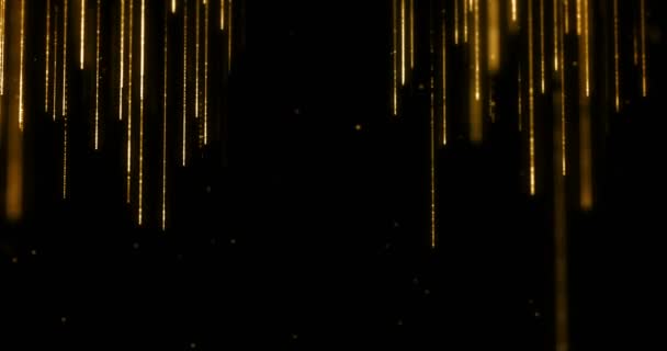 金色闪光粒子流散景从上到下的黑色背景 金色圣诞和新年快乐的概念 — 图库视频影像