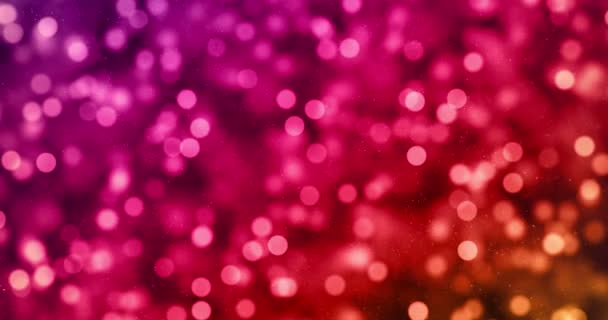 クリスマス デジタル キラキラ火花カラフルな背景 休日クリスマス幸せな新年のお祝いイベントに流れるマルチ色粒子ボケ — ストック動画
