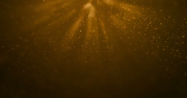 Weihnachten Goldgradient Funkeln Glitzernde Staubpartikel Von Oben Auf Schwarzem Hintergrund — Stockvideo