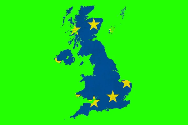 Європейський Союз Brexit Синій Прапор Карті Великобританії Фоні Chroma Ключових — стокове фото