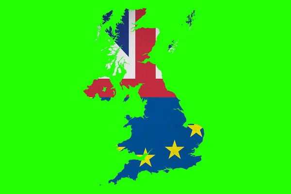 Brexit Halvt Blått Flagg Halvt Britisk Flagg Britisk Kart Kroma – stockfoto