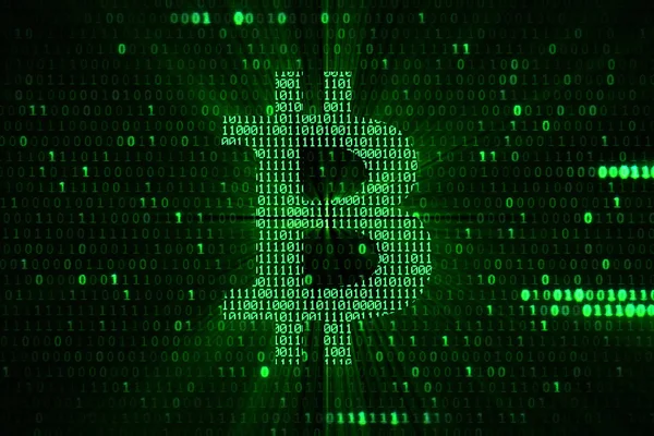 sanal yeşil bitcoin sembolü kripto dijital para yeşil matris arka planda, yeni iş finansal risk kavramı