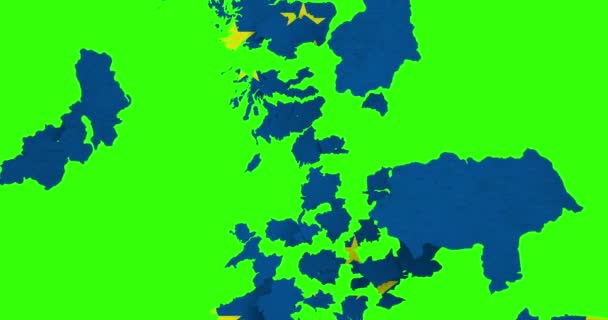 Evropská Unie Názorově Modré Vlajky Velké Británie Mapa Dílky Padají — Stock video