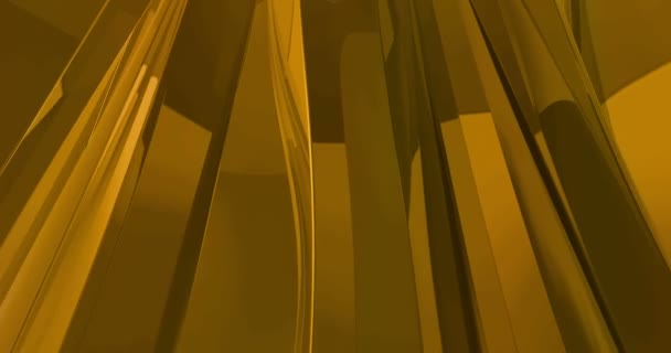 Abstrato Ouro Metálico Tecido Geométrico Forma Dourado Acenando Movimento Lento — Vídeo de Stock