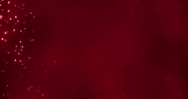 Natale Rosso Gradiente Scintillio Scintillio Polvere Particelle Sfondo Con Bokeh — Video Stock