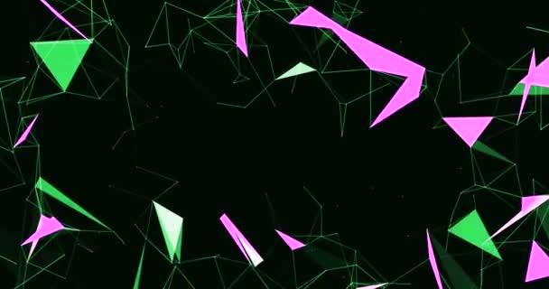 Зеленый Абстрактный Рендеринга Технологии Сплетения Динамическая Цифровая Поверхность Черном Фоне — стоковое видео