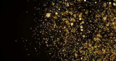 Noel altın gradyan ışıltı bokeh slow motion, tatil mutlu yeni yıl ve Sevgililer günü aşk düşen aşağı akan ile parlak patlama toz parçacıkları arka plan,