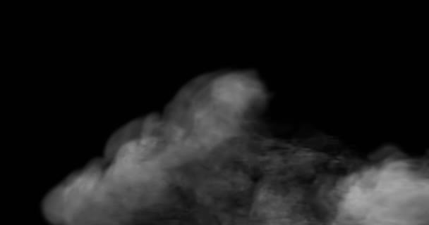 吹垂直蒸汽与白烟上升在黑色的慢动作 — 图库视频影像