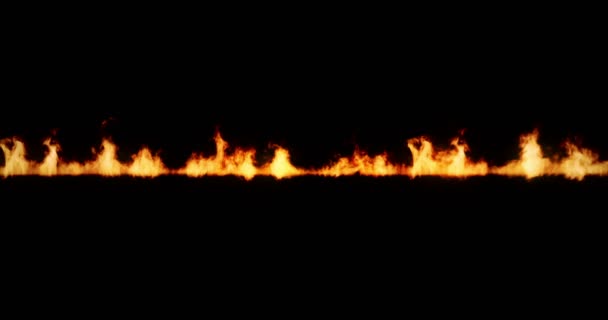 Realistische Brand Vlammen Branden Met Ash Opkomst Verkeer Frame Zwarte — Stockvideo