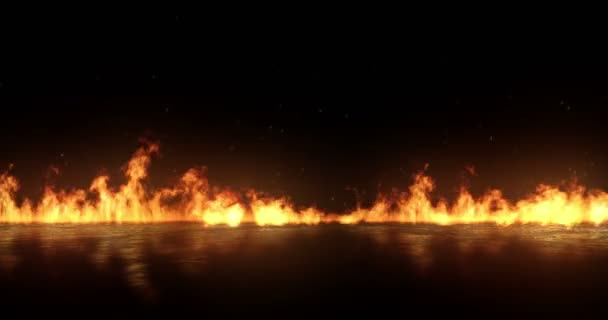 アルファ チャネル付きの黒の背景にタモ上昇の動きとリアルな火災炎やけど — ストック動画