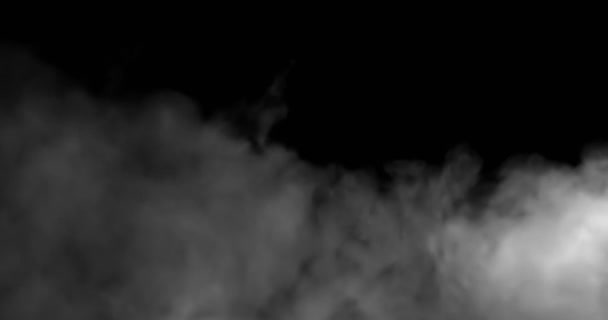 黒のスローモーションで白い煙が上がると垂直方向の蒸気を吹いてください — ストック動画