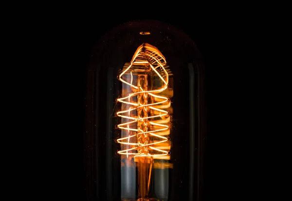 Slå Retro Vintage Lampa Med Volfram Teknik Inbyggd Svart Bakgrund — Stockfoto