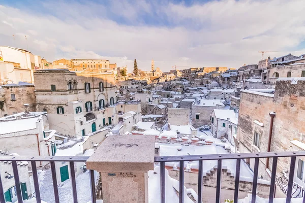 Panoramatický Pohled Typické Kameny Sassi Matera Kostel Matera 2019 Pod — Stock fotografie