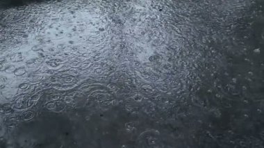 ağır ağır yağmur suyu üzerinde damla çekim