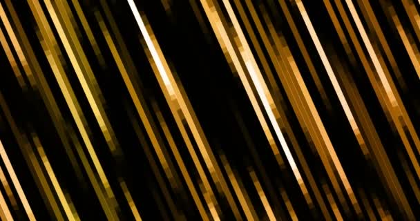 Gouden gloed glinsterende deeltjes bokeh lijnen overgang sparkle effect op zwarte achtergrond, Vakantiewoningen gelukkig nieuw — Stockvideo
