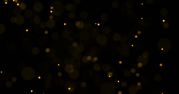 Weihnachten goldenes Licht Glanzpartikel Bokeh Schleife auf schwarz, frohes neues Jahr, Weihnachtsfeier — Stockvideo