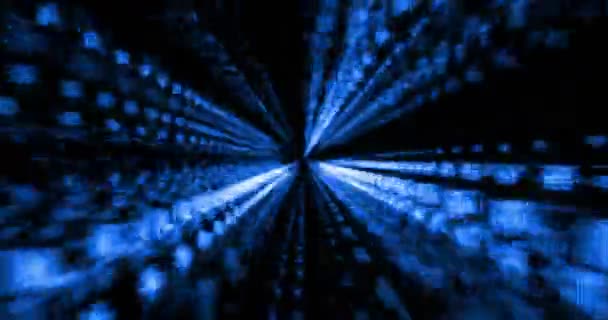 Gradiente abstracto fondo azul con bokeh y partículas que fluyen con luz de rayos , — Vídeos de Stock