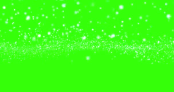 Vánoce bílé světlo září v horizontu částice bokeh smyčkové, zelené pozadí obrazovky, dovolená — Stock video