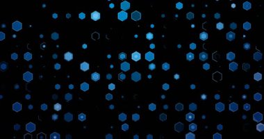 soyut dijital esagons altıgenler elettric mavi çizgiler arka plan hareketi, sorunsuz döngü hazır