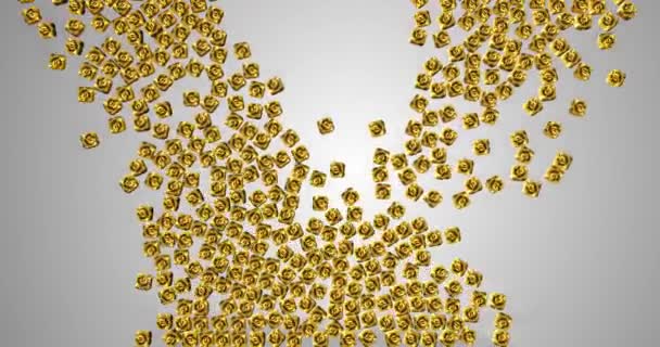 Euro, viele goldene Würfel mit Euro-Währungssymbol auf dem Gesicht fallen auf grauen Bildschirmhintergrund und füllen den Bildschirm — Stockvideo