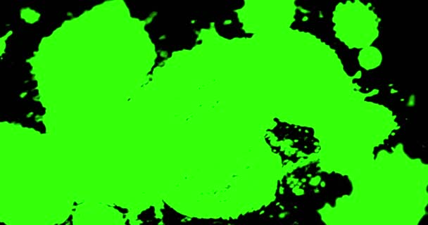 Abstracte verf borstel slagvorm witte inkt spetteren en wassen op chroma toets groen scherm, inkt spetteren plons — Stockvideo