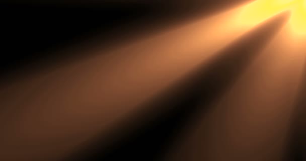 Colore oro caldo luminoso lente bagliore raggi lampeggia perdita di movimento per transizioni su sfondo nero, per il film — Video Stock