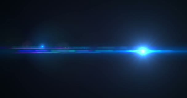 青と白の色明るいレンズフレアが点滅リーク光効果 — ストック動画