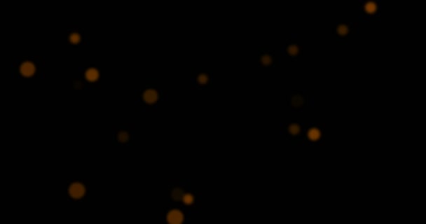 Χρυσό λάμψη σωματίδια bokeh ροή επίδραση σε μαύρο φόντο, διακοπές ευτυχισμένη νέα — Αρχείο Βίντεο
