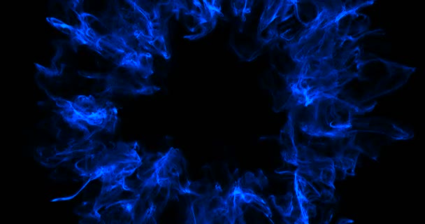 Αφηρημένης κοσμικής έκρηξης κρουστικών κυμάτων μπλε ενέργειας σε μαύρο φόντο, υφή — Αρχείο Βίντεο
