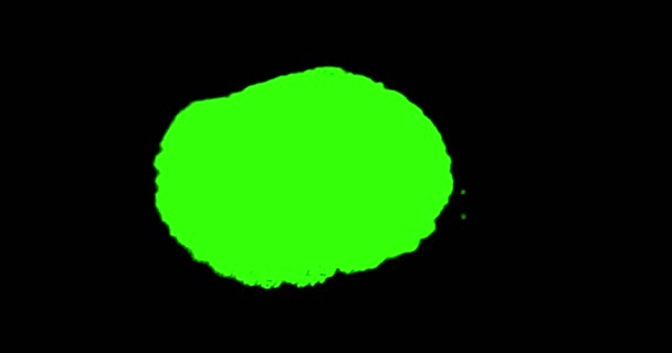 Абстрактная кисть мазок формы белые чернила брызги течет и стирка на хрома ключ зеленый экран, чернила брызги — стоковое видео