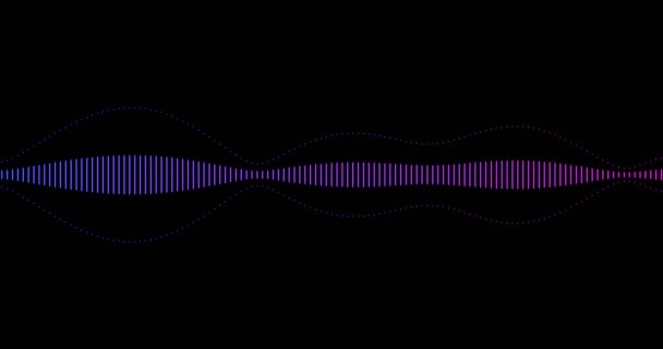 Vícebarevný modrý digitální ekvalizér zvukové spektrum zvukových vln na černém pozadí, signál zvukového efektu stereo se svislým