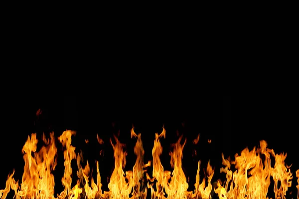 Real fire flames burn movement on black background, overlay read — Stock Photo, Image